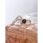 Yhpup alta qualidade pedra natural geométrica s925 prata esterlina anel ajustável para mulheres elegantes jóias finas presente feminino