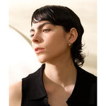 Yhpup novo aço inoxidável geométrico redondo irregular brincos moda zircônia cúbica metal temperamento jóias para mulher