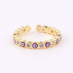 Lucky Eye Azul Turco Evil Eye Anel Aberto Cobre Cor Dourada Anéis de Dedo Ajustáveis para Mulheres Meninas Homens Moda Jóias