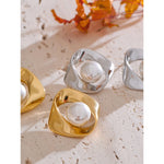 Yhpup estilo coreano imitação de pérola geométrica irregular brinco moda aço inoxidável diário versátil jóias à prova dwaterproof água