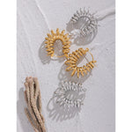 Yhpup brincos de argola redondos ocos geométricos incomuns, à prova d'água, de aço inoxidável, enrolamento de metal, novas joias para mulheres