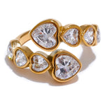 Anel Dourado, Anel de Luxo, Anel ouro, Anel com pedra, Anel regulável, Anel Luxuoso, Anel Coração