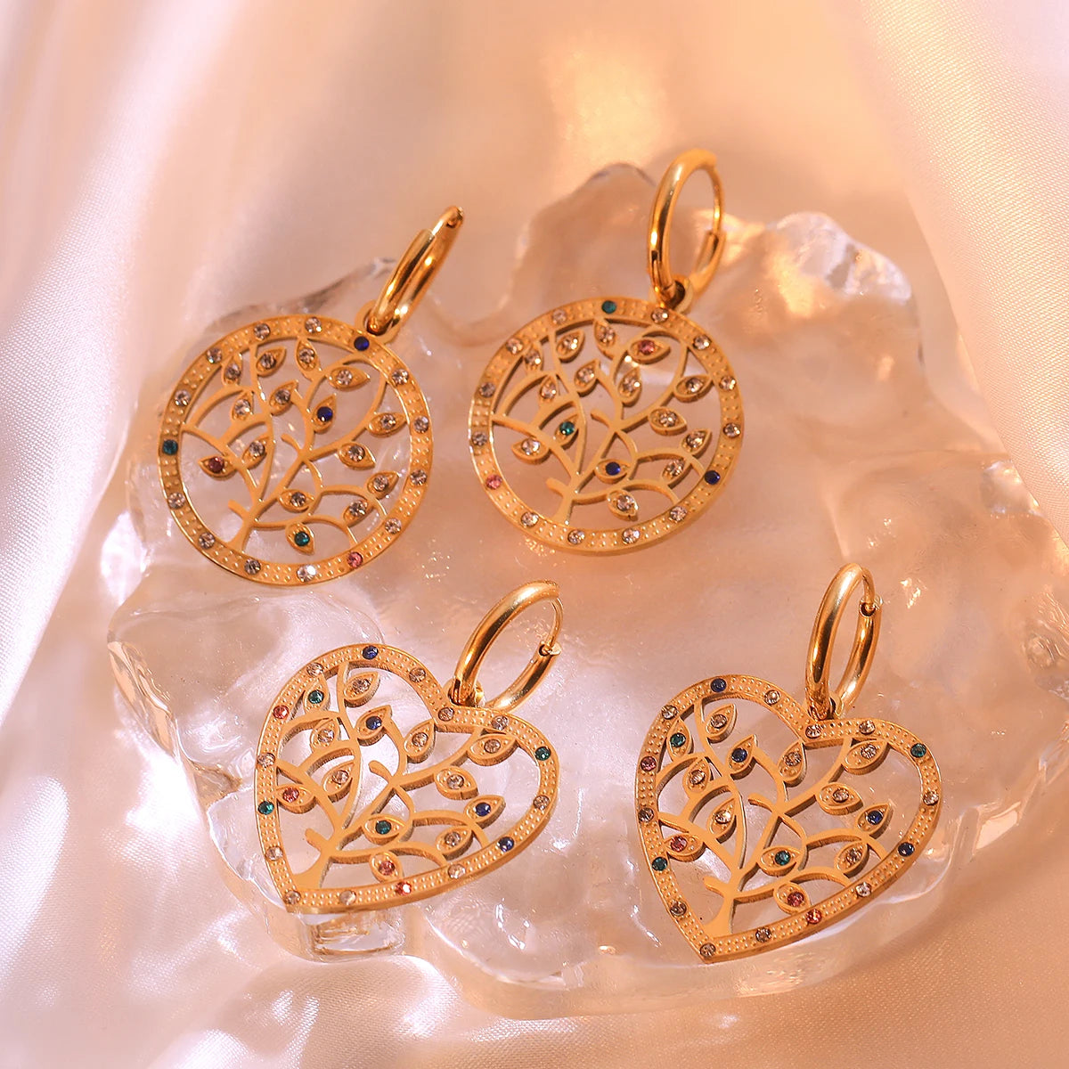 Brinco Árvore da Vida Cravejado com Zircônia - Lafemininy