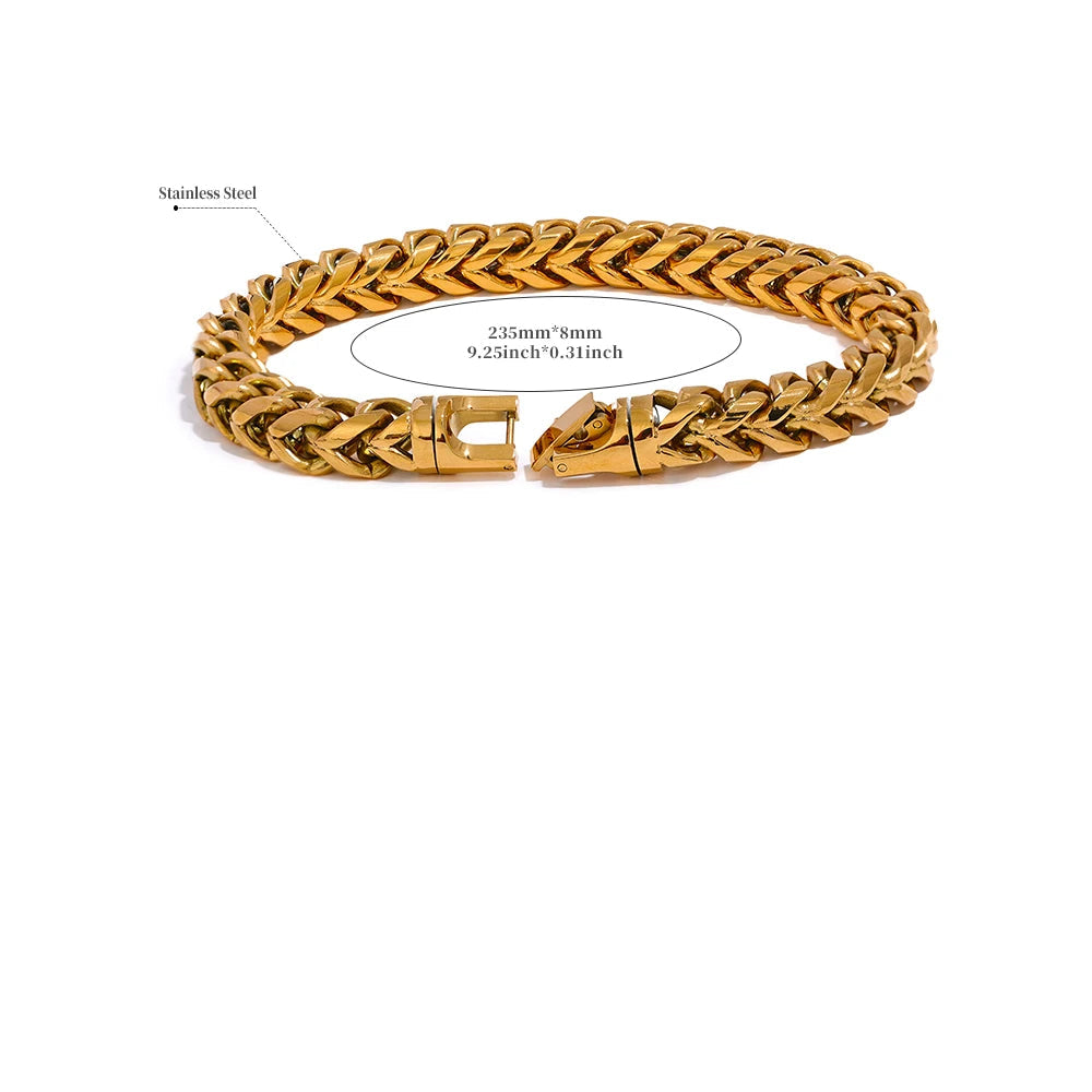 Yhpup tamanho 235*8mm de alta qualidade aço inoxidável redondo cubana corrente pulseira masculina moda grossa texturizada jóias à prova ferrugem