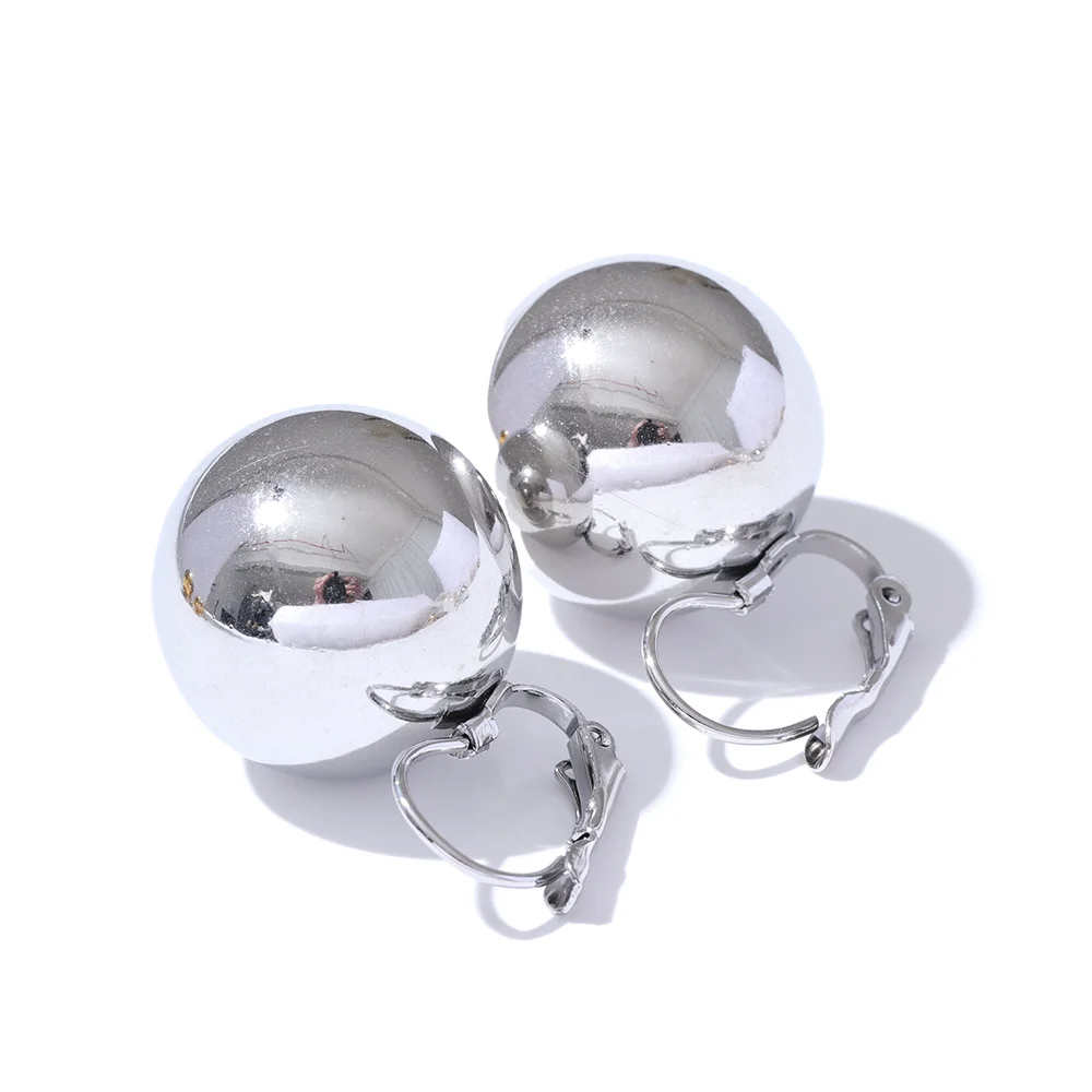 Yhpup 15-20mm suave aço inoxidável bola redonda diariamente grandes brincos de argola mancha menos charme de metal elegante joias à prova d'água bijuterias