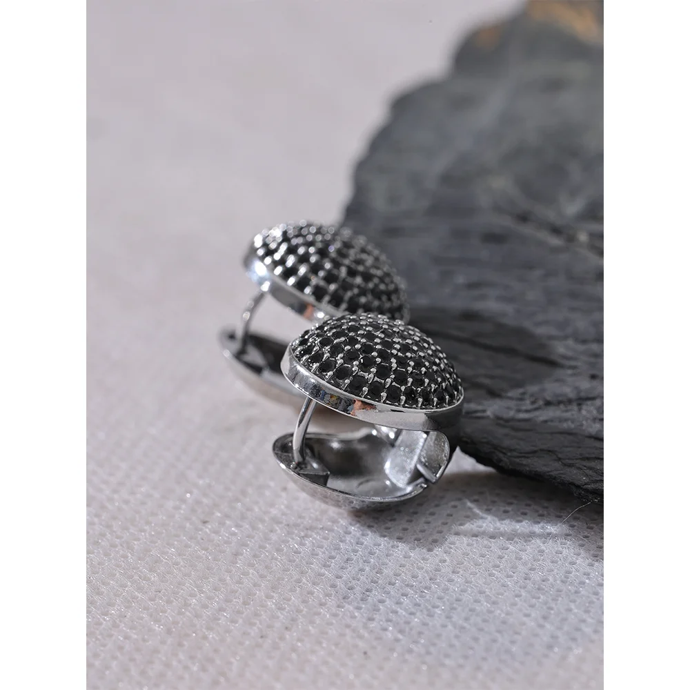 Yhpup luxo bling multi cor zircônia cúbica aço inoxidável redondo oco brincos de argola para mulheres à prova dwaterproof água moda jóias