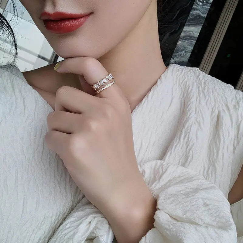 Anel Duplo com Strass - Lafemininy