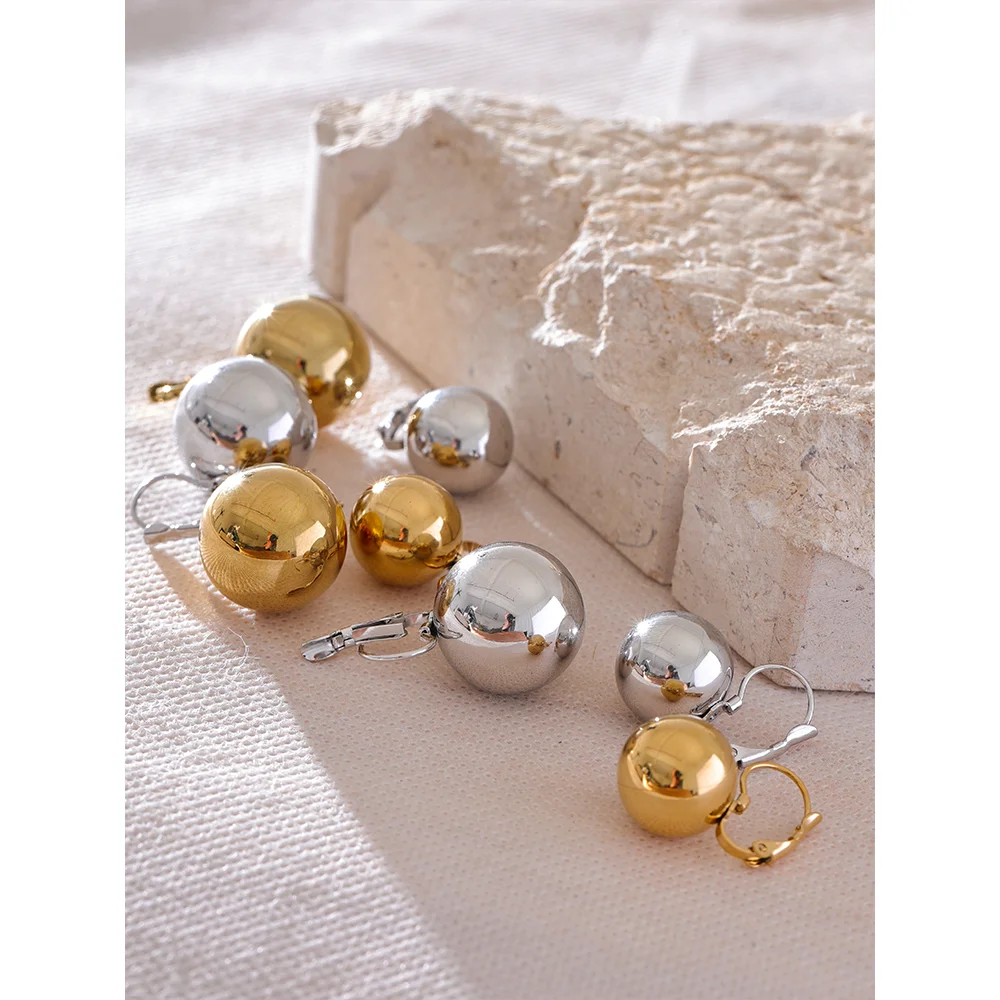 Yhpup 15-20mm suave aço inoxidável bola redonda diariamente grandes brincos de argola mancha menos charme de metal elegante joias à prova d'água bijuterias