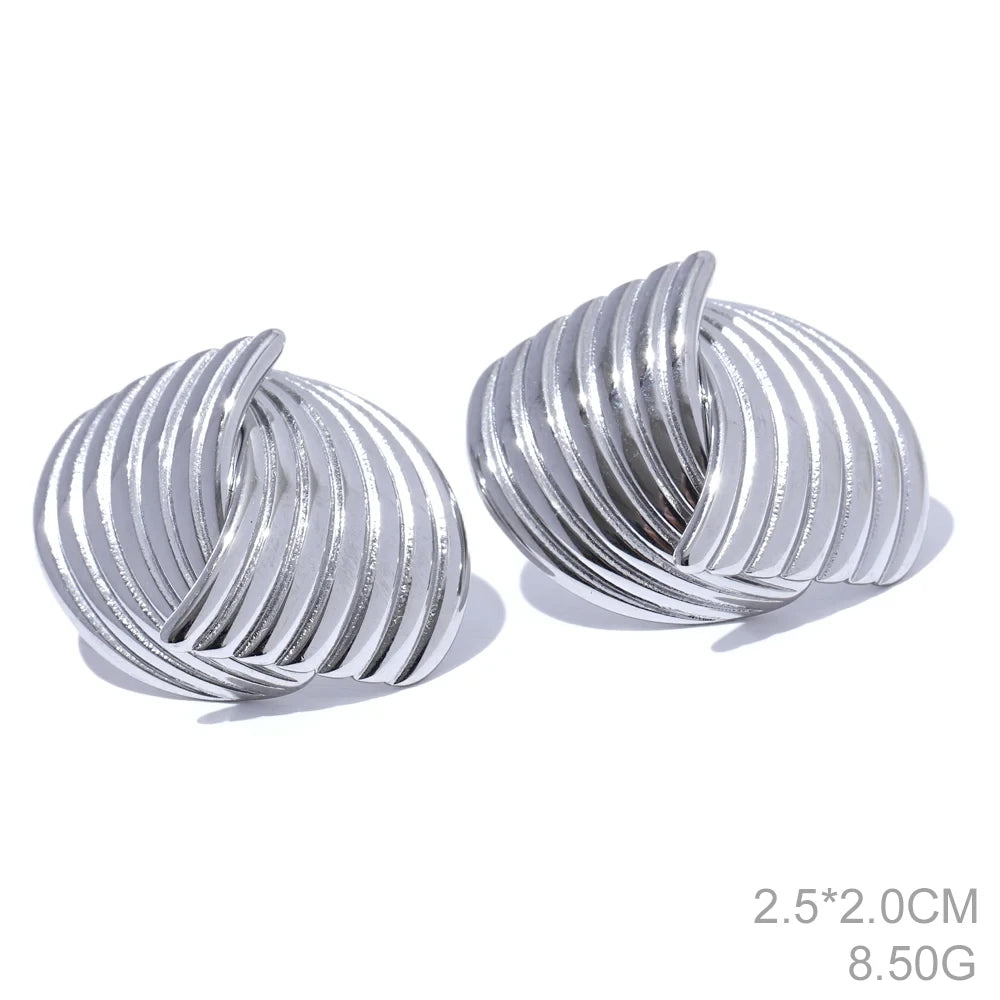 Yhpup brincos geométricos incomuns de aço inoxidável, evitam alergias, metal simples, 18k, banhado a ouro pvd, joias, presente