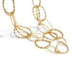 Yhpup círculo de aço inoxidável link dupla camada corrente colar dourado resistente à água metal moda declaração jóias acessórios