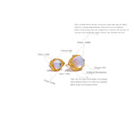 Yhpup-Asymmetric Sterling Silver Stud Earrings, Moonstone Artificial, Misteriosa Moda Textura, Encantos de Luxo, Fine Jewelry, AB