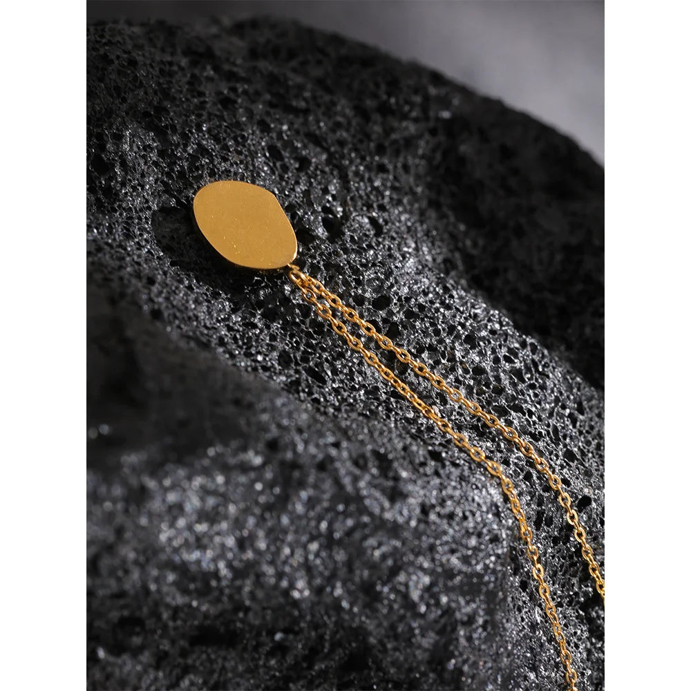 Yhpup requintado elegante processado opala pedra minimalista pequeno chique pingente colar 18k banhado a ouro jóias para presente feminino