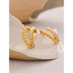 Yhpup vintage imitação de pérolas 18k banhado a ouro aço inoxidável brincos geométricos para mulheres moda joias à prova d'água