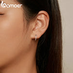 Brinco de Prata 925 com Opala Rosa - Lafemininy