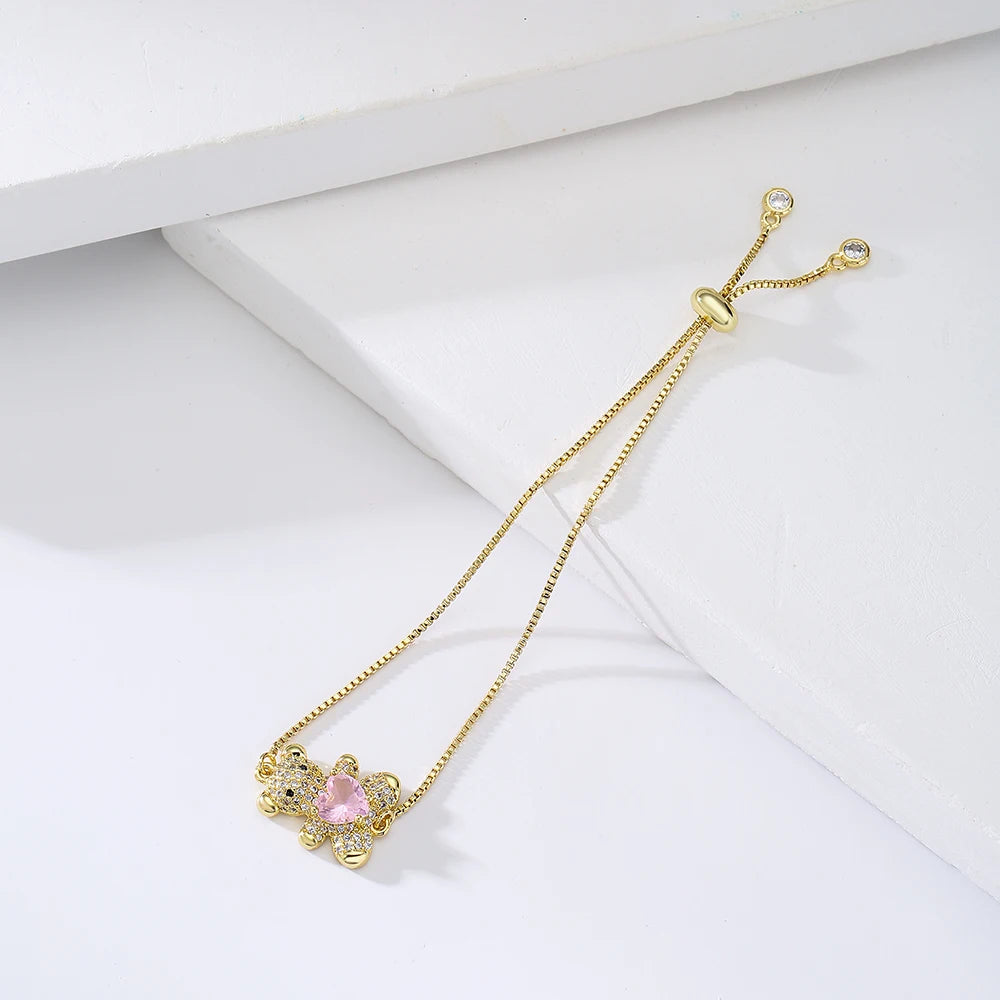 Pulseria com Ursinho Cravejado com Zircônia - Lafemininy