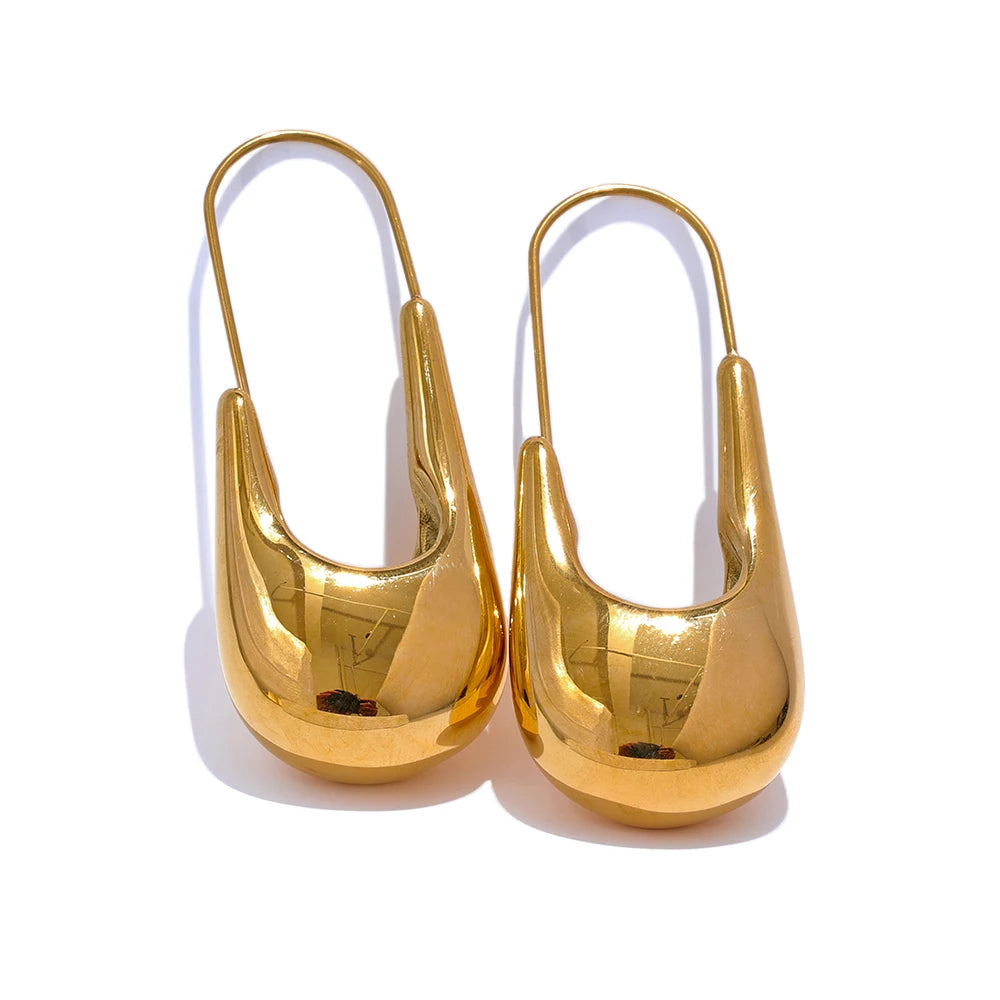 Yhpup Brincos de argola geométricos de aço inoxidável de alta qualidade 18K PVD banhado a textura elegante joias incomuns para mulheres