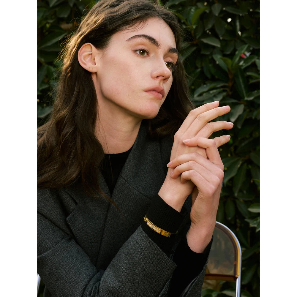 Yhpup pulseira redonda de zircônia de alta qualidade, joias exclusivas de aço inoxidável chique, presente à prova d'água