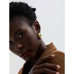 Yhpup brincos de argola grossos geométricos redondos de aço inoxidável de alta qualidade para mulheres charme metal simples joias da moda à prova d'água