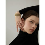 Yhpup 23mm à prova dwaterproof água de aço inoxidável metal ampla aberta pulseira para mulheres alta qualidade declaração textura jóias bijoux