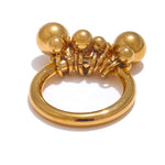 Yhpup declaração de aço inoxidável empilhados contas artesanal anel dourado para mulheres resistente a manchas metal atraente jóias exclusivas