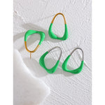 Yhpup verde esmalte minimalista moda geométrica oco brincos feminino na moda verão aço inoxidável jóias elegantes