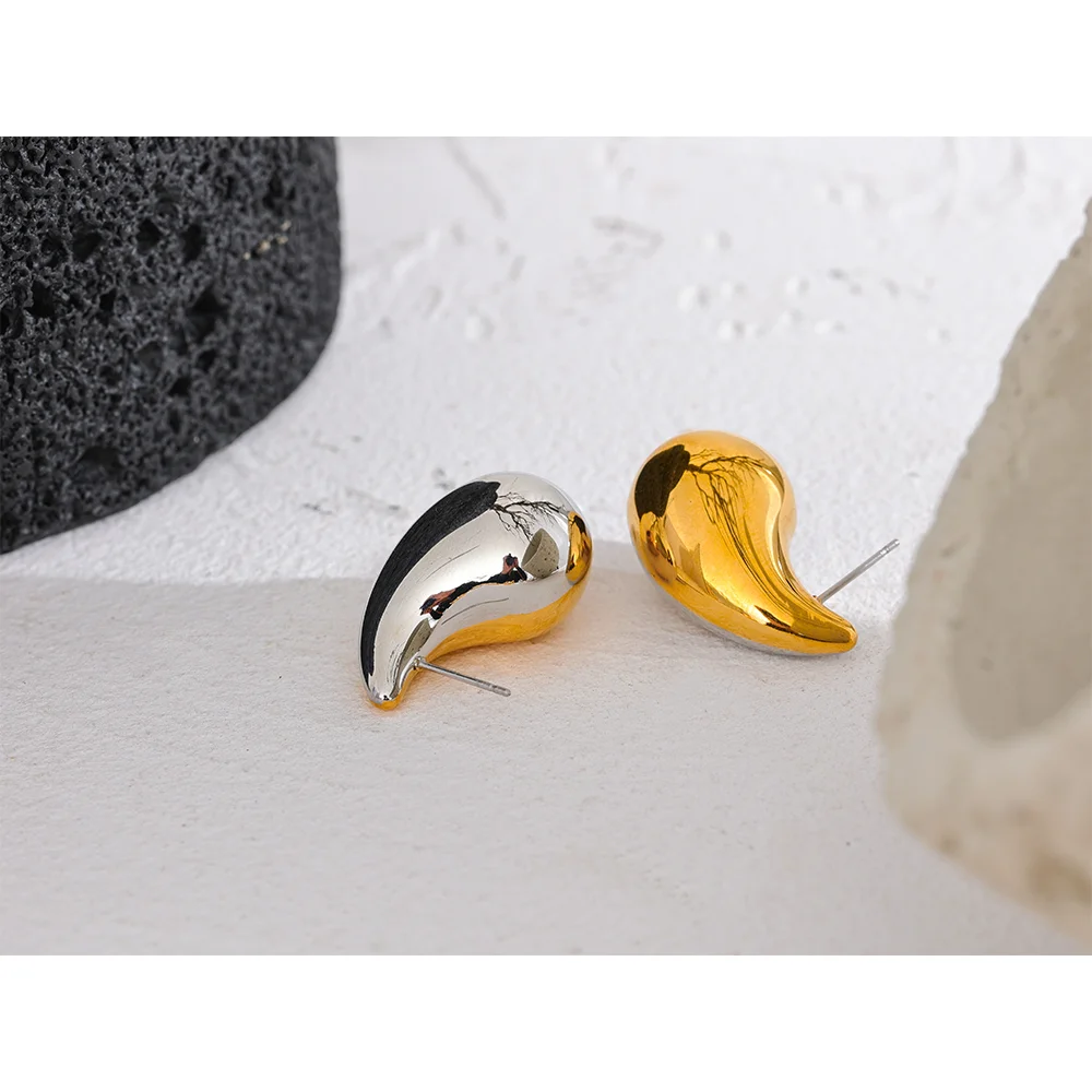 Yhpup branco verde esmalte aço inoxidável grosso gota de água brincos 18k pvd banhado à prova dwaterproof água moda jóias presente feminino