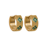 Yhpup requintado rosa verde branco zircônia cúbica aço inoxidável redondo chique brincos de argola feminino alta qualidade jóias à prova dwaterproof água