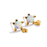 Yhpup requintado colorido resina sorte peixinho balançar brincos para mulheres de aço inoxidável estética jóias diárias evitar alergia