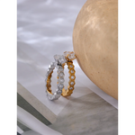 Yhpup luxo aaa bling zircônia cúbica clássico anel 2024 aço inoxidável cz 18k ouro pvd banhado moda requintado jóias presente