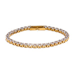 Yhpup-Aço Inoxidável Brilhante Cubic Zirconia Pulseira De Pulso Para As Mulheres, Pulseira De Corrente De Alta Qualidade, Jóias Premium Exquisite, 4mm, Novo