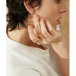 Yhpup novo exclusivo em camadas geométricas de aço inoxidável zircônia cúbica anel textura metal alta qualidade na moda jóias femininas