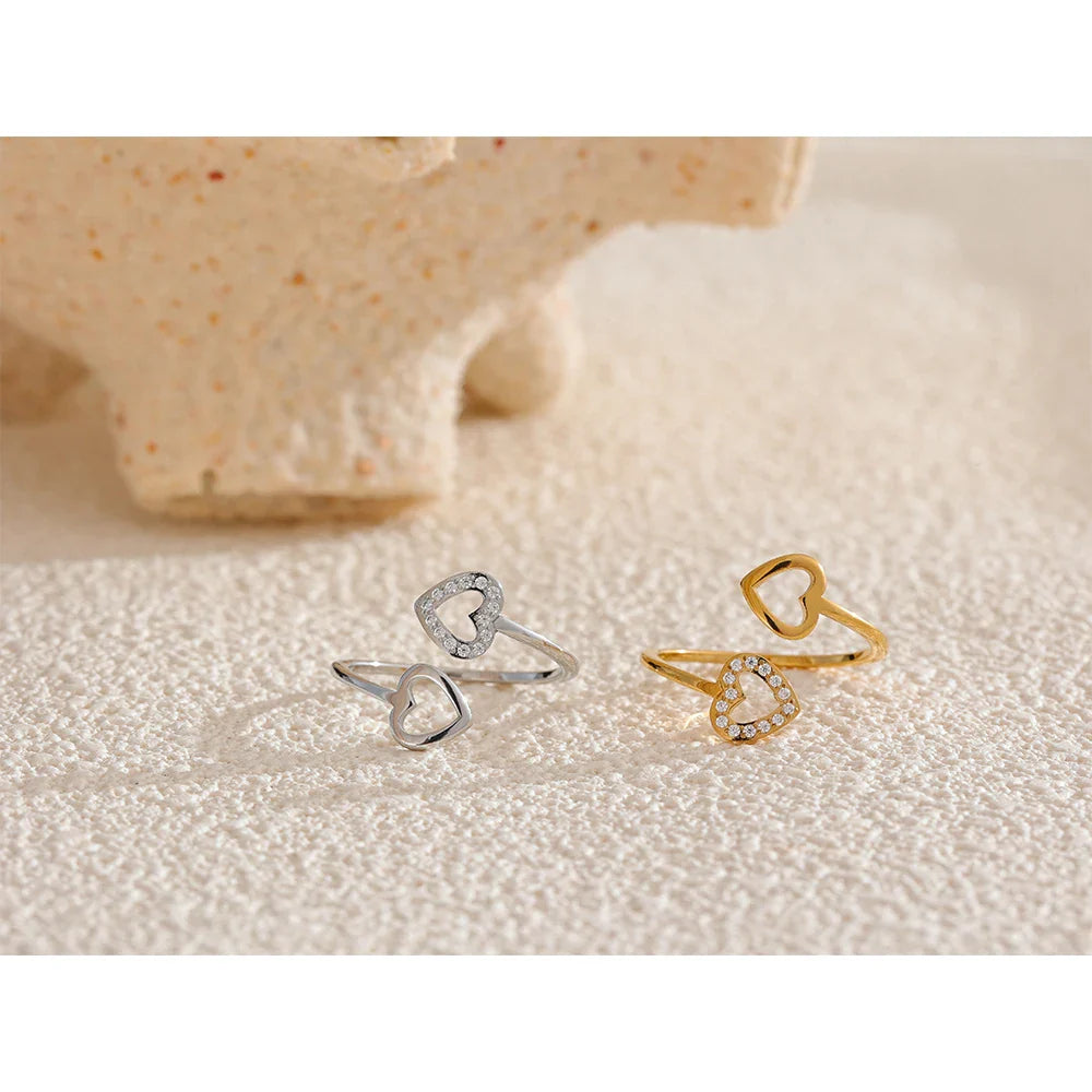 Anel Dourado, Anel de Luxo, Anel ouro, Anel com pedra, Anel regulável, Anel Luxuoso, Anel Coração