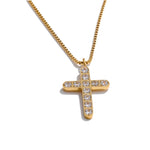 Yhpup requintado zircônia cúbica cruz pingente cnc colar resistente à água 316l aço inoxidável delicado jóias acessórios presente