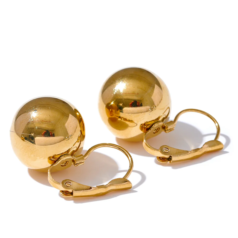 Yhpup 15-20mm suave aço inoxidável bola redonda diariamente grandes brincos de argola mancha menos charme de metal elegante joias à prova d'água bijuterias