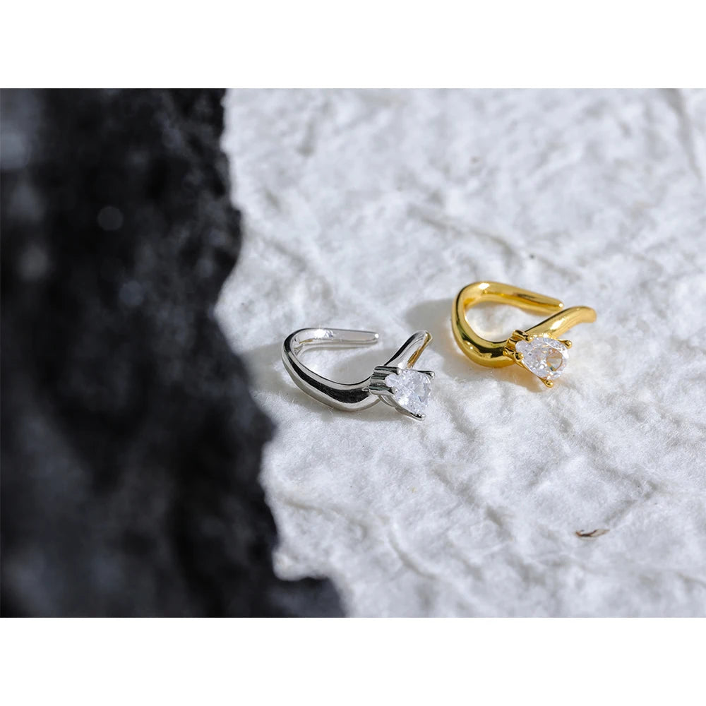 Yhpup 1 peça de luxo com zircônia cúbica, clipes de osso de orelha em brincos, amuletos de prata esterlina da moda, joias finas para mulheres