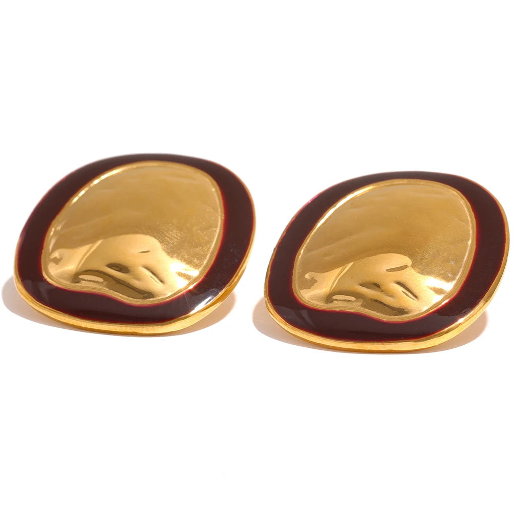 Yhpup irregular punk metal minimalista vintage esmalte grande brincos de aço inoxidável declaração feminina à prova dwaterproof água jóias na moda