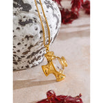 Yhpup delicado aaa brilhante zircônia cúbica cruz pingente colar cor de ouro aço inoxidável clássico charme colar jóias 2025