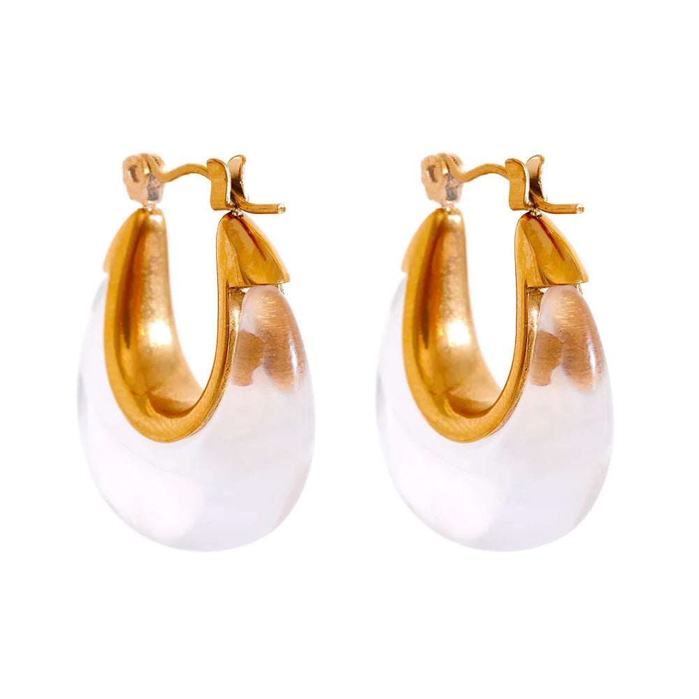 Yhpup moda aço inoxidável ácido acético resina oco grosso brincos de argola para mulheres evitar alergia encantos jóias presente festa