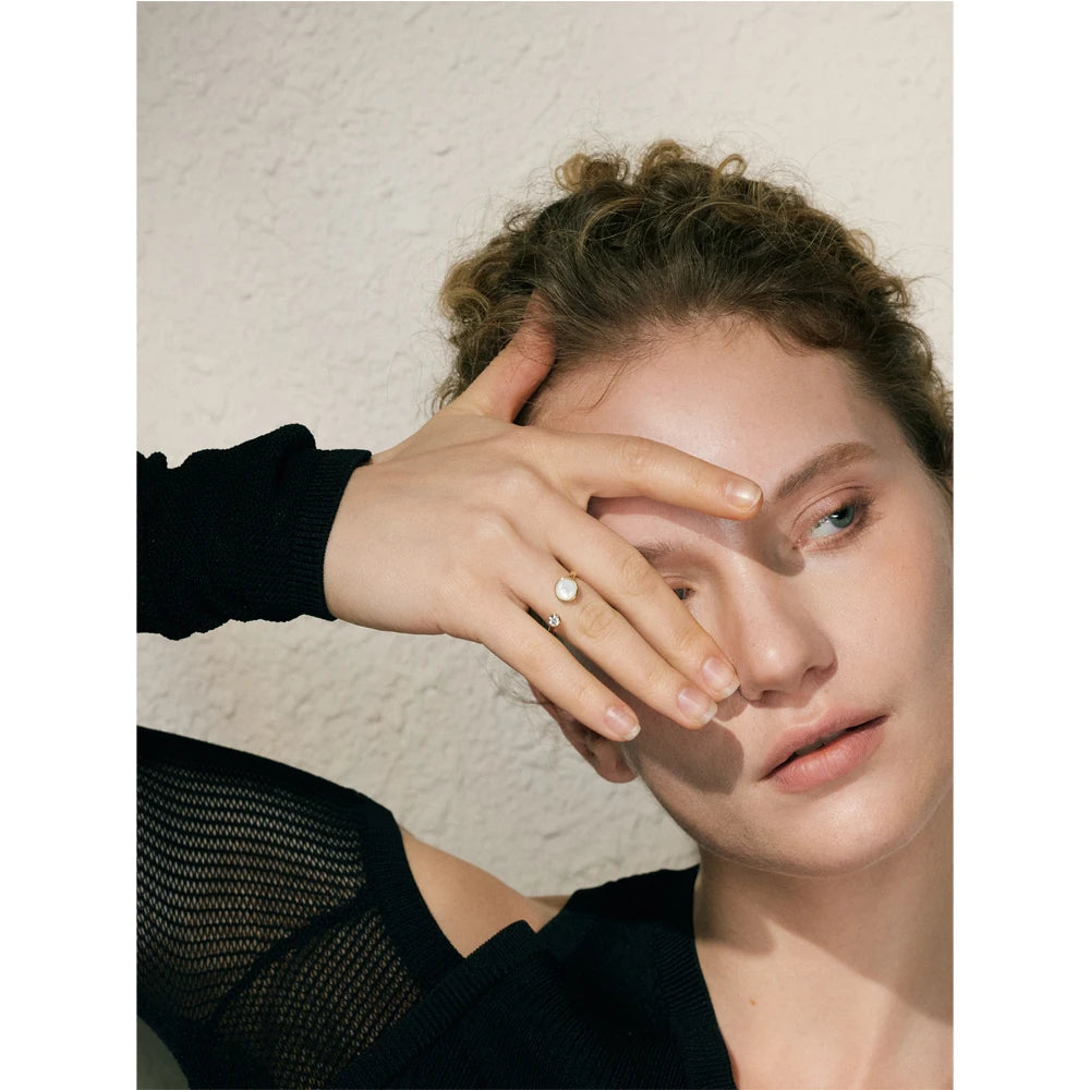 Yhpup aço inoxidável mais grosso escudo ajustável aberto anel delicado moda dedo dourado jóias acessórios diários escritório ladie