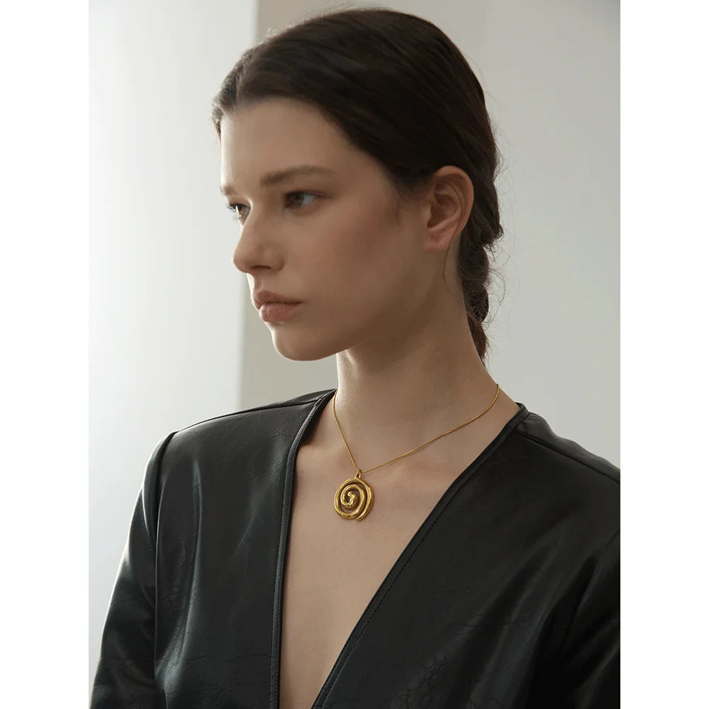 Yhpup na moda aço inoxidável círculo redondo pingente colar 18k pvd banhado à prova dwaterproof água declaração pescoço jóias bijoux femme novo