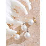 Yhpup estilo coreano imitação de pérolas zircão redondo clássico diário brincos feminino charme de aço inoxidável moda jóias presente