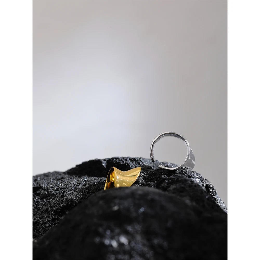 Yhpup-Minimalista Ampla Prata Esterlina Suave Geométrica INS Brincos, Sem Orelha Buraco, Clipes Côncavos em Encantos, Presente Da Jóia, Moda, 1Pc