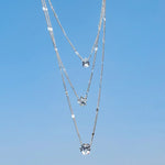 Colar Triplo Prateado com Zircônia - Lafemininy