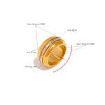 Yhpup rotatable cor do ouro grosso zircônia cúbica pedra anel de aço inoxidável textura à prova dwaterproof água moda metal redondo anillo jóias