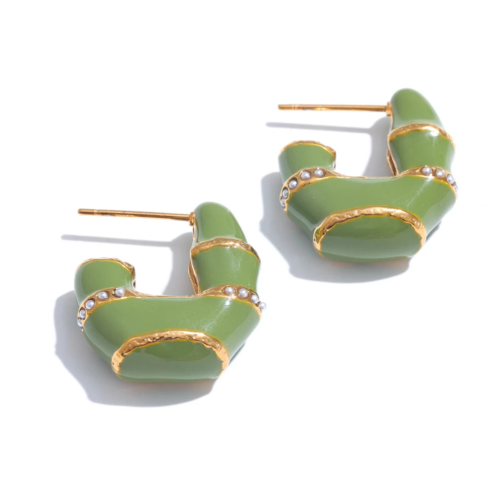 Yhpup brincos de aço inoxidável multicoloridos, exclusivos, Y2K, fundição colorida, joias da moda de alta qualidade, à prova d'água