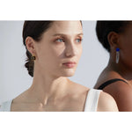 Yhpup delicado colorido vintage charme quadrado opala pedra brincos de gancho francês aço inoxidável 18k banhado a ouro joias à prova d'água