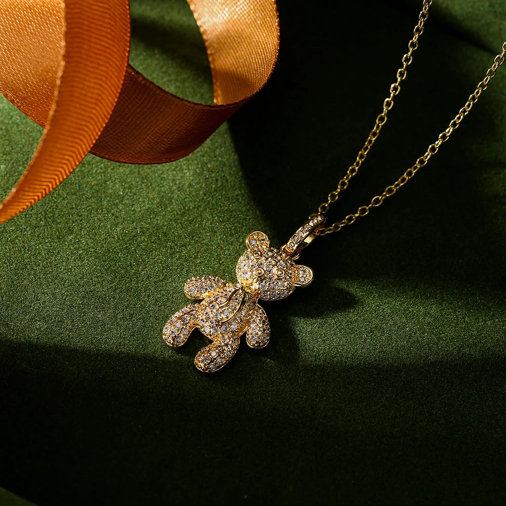 Colar com Pingente Urso Cravejado com Zircônia - Lafemininy