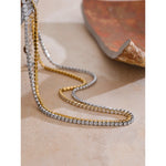 Yhpup luxo brilhante zircônia cúbica corrente colar delicado aço inoxidável de alta qualidade premium jóias acessórios