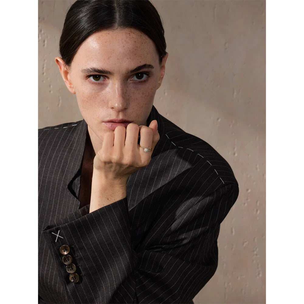 Anel fino de zircônia-yhpup para mulheres, imitação de pérolas, aço inoxidável, joias de dedo, estilo coreano, alta qualidade, moda