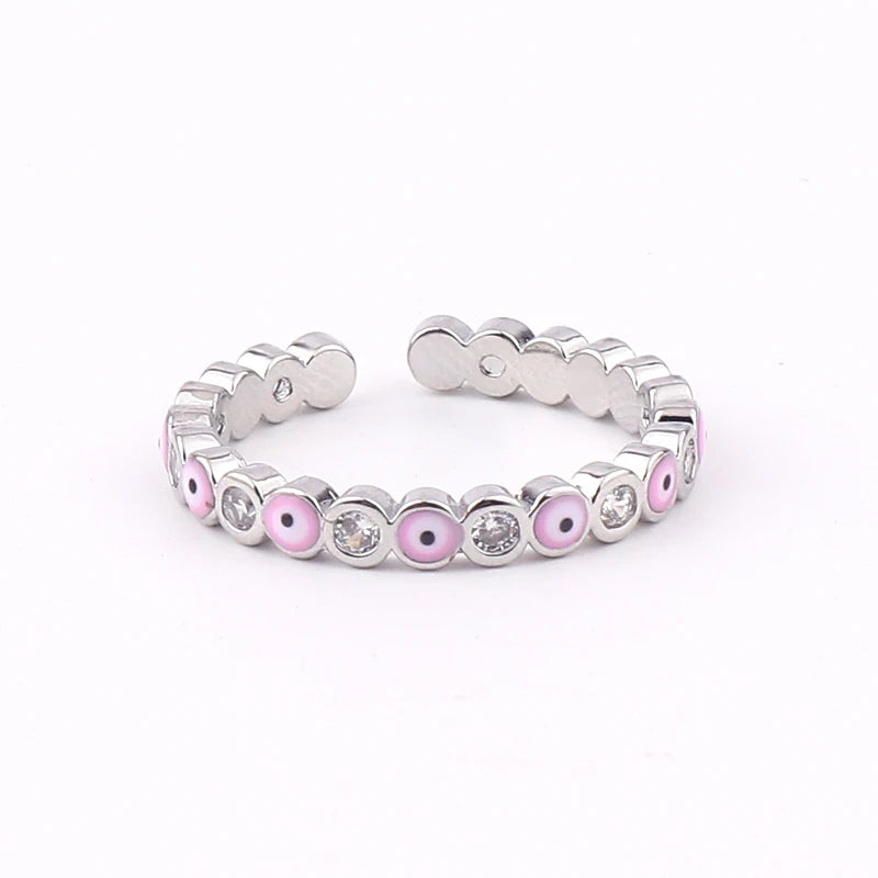 Lucky Eye Azul Turco Evil Eye Anel Aberto Cobre Cor Dourada Anéis de Dedo Ajustáveis para Mulheres Meninas Homens Moda Jóias